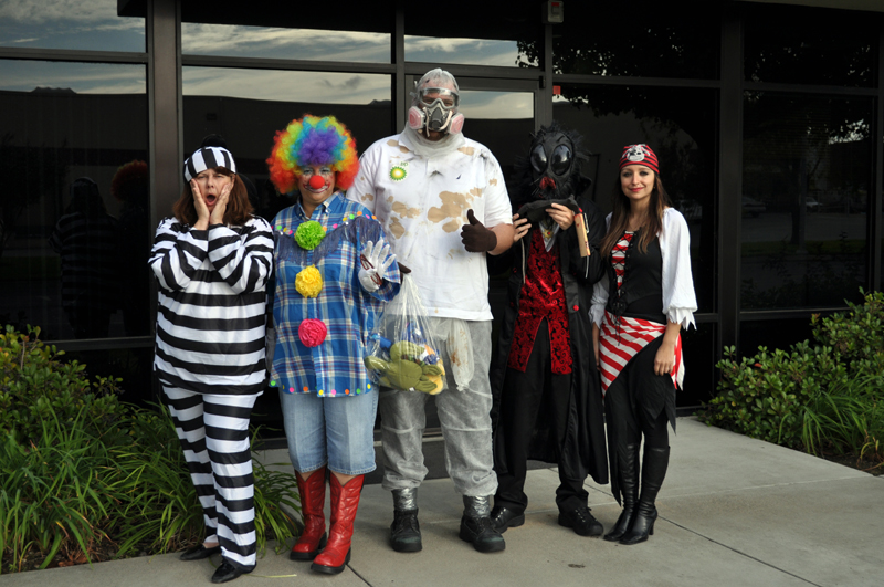 Staff dressed up in costumes for halloween