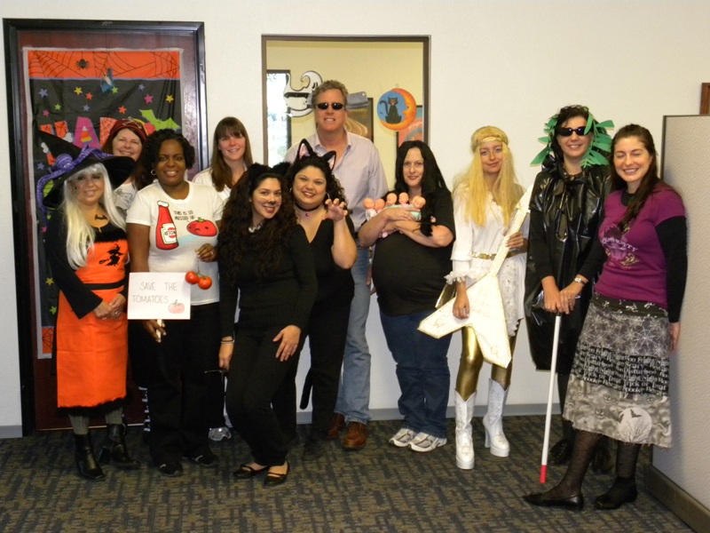 Staff members dressed up for halloween