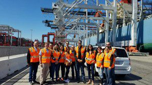 Thomas Radcliff touring TraPac's automated terminal in Southern California.  For those that have not met Thomas, he is the tall guy in the center.