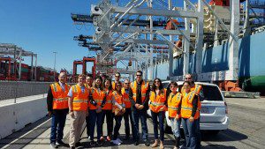 Thomas Radcliff touring TraPac's automated terminal in Southern California. For those that have not met Thomas, he is the tall guy in the center.