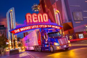Devine Truck at the Reno Neon Entrance